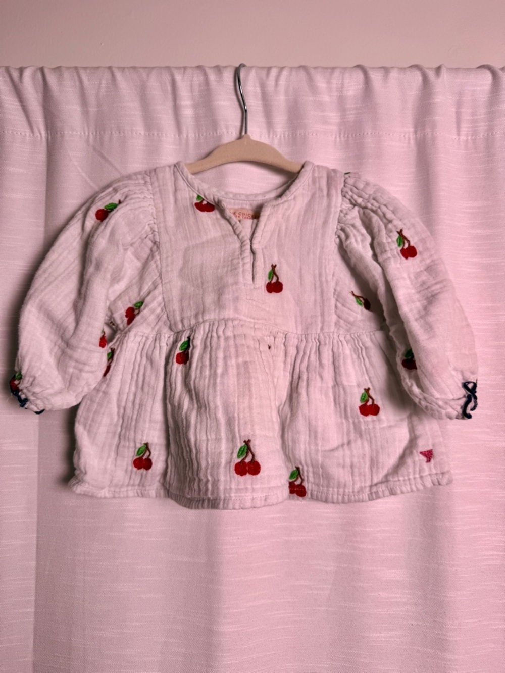 Pink Chicken Baby Ava Bella 2 Piece Set Cherry Print Top Bloomer | Size 6-12M - Picture 8 of 16